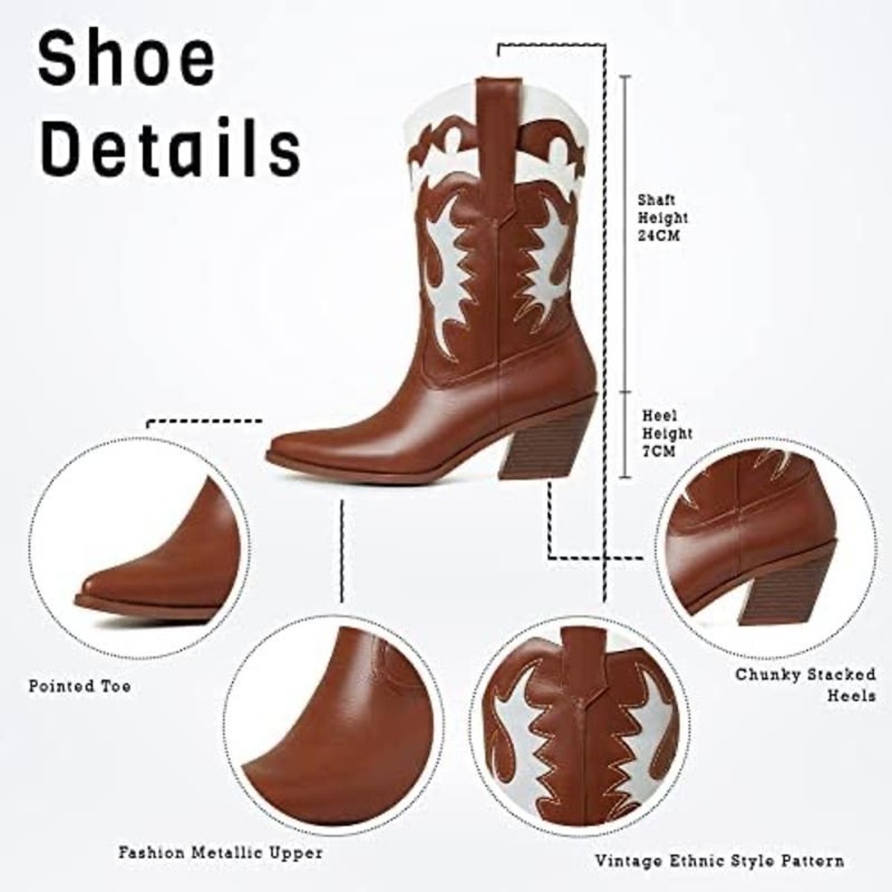 Kalstage Women's Retro High Heel Cowboy Boots | Sz 8 Shoes MSRP $110 - Picture 3 of 9